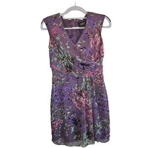 Adrianna Papell Petite Purple Floral Sleeveless Dress Size 4P